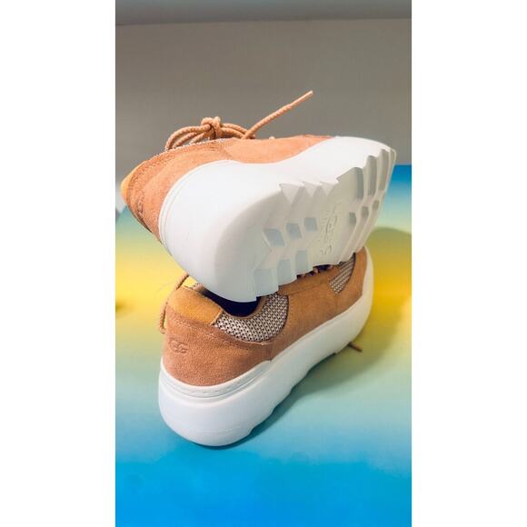 UGG Treadlite Womens Marin Mega Lace-Up Platform Sneakers Beige Mesh Lining - Picture 10 of 16